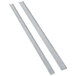 A pair of long metal rods on a white background.