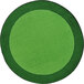 A green circle rug with a black border on a white background.
