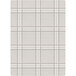 A white and grey plaid rectangle area rug.