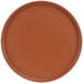 A close-up of a brown Cal-Mil Terra Cotta melamine plate with a low rim.