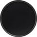 A black round plate with a black rim.