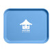 A blue Cambro tray with a house and utensils logo on it.