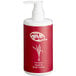 A red and white bottle of Noble Eco Novo Natura hand and body lotion with a red cap.