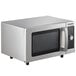 A Solwave stainless steel commercial microwave with a door open.
