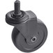 A black swivel stem caster with a black wheel and screw on the end.