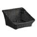 A black woven plastic rattan basket with a handle.