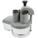 A grey Robot Coupe vegetable prep attachment with two blades on a white background.
