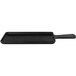 A black rectangular melamine serving board with a handle.