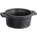 A black round Elite Global Solutions faux cast iron melamine pot with two handles.