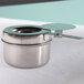 An American Metalcraft stainless steel fuel holder with a lid.