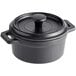 A black Elite Global Solutions faux cast iron pot with a lid.