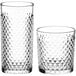 Two Acopa Aurelius cocktail glasses with a diamond pattern.