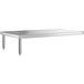 A silver rectangular stainless steel Regency dish table with metal undershelf.