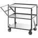A black Lakeside metal classroom meal delivery cart with three shelves.