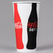 A white and red Solo paper cold cup with a Coca Cola logo.