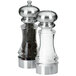 A Chef Specialties Lehigh salt and pepper shaker set with silver tops.