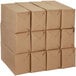 A stack of brown cardboard boxes containing Dixie Full Fold White 1-Ply Napkins.