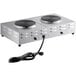 An Avantco stainless steel double burner hot plate with two solid top burners.