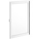 A white rectangular glass door with a white frame.