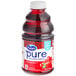 A close up of a bottle of Ocean Spray Pure 100% Cranberry Juice.