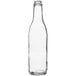 A clear glass 375 mL Burgundy wine bottle with a black lid.