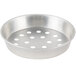 A silver pan with holes in it.