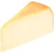 A piece of Philadelphia Plain Cheesecake with a yellow edge on a white background.