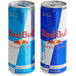 A close up of two Red Bull Sugar Free energy drink cans.