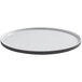 An American Metalcraft Unity white melamine plate with a black border.