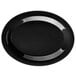 A black oval platter with an elegant design.