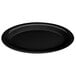 A black oval melamine platter with a black rim.