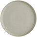A close-up of an Acopa Pangea ash matte coupe plate with a white background.