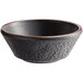 An Acopa Heika black stoneware bowl with a brown rim.