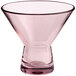 An Acopa Pangea mauve martini glass with a short stem and clear rim.