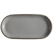 A rectangular Acopa Keystone granite gray stoneware plate with a speckled pattern.