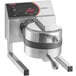 A Nemco silver stainless steel commercial Belgian waffle maker with removable grids.