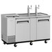 A stainless steel Turbo Air Double Tap Club Top Kegerator with two taps.