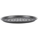 An American Metalcraft Super Perforated Hard Coat Anodized Aluminum Pizza Pan with black holes.