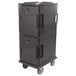 A granite gray Cambro Ultra Camcart for food pans.