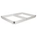 A white MFG Tray fiberglass sheet pan extender divided lengthwise with metal corners.