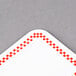 A white and red checkered Choice deli tag wheel square.