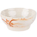 A white Thunder Group melamine bowl with brown orchid designs.