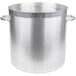 A Vollrath stainless steel stock pot with two handles.