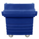 A navy blue plastic CamKiosk with wheels.
