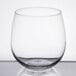 A close up of a Libbey stemless red wine glass.