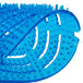 A close-up of a blue Lavex Floral Scent Deodorized Gel Urinal Screen.