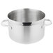 A large silver Vollrath sauce pot with handles.