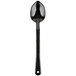A black spoon with a handle.