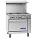 A stainless steel Imperial Range commercial gas range with 4 burners and a griddle.
