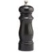 A black Chef Specialties Salem ebony pepper mill with a silver top.